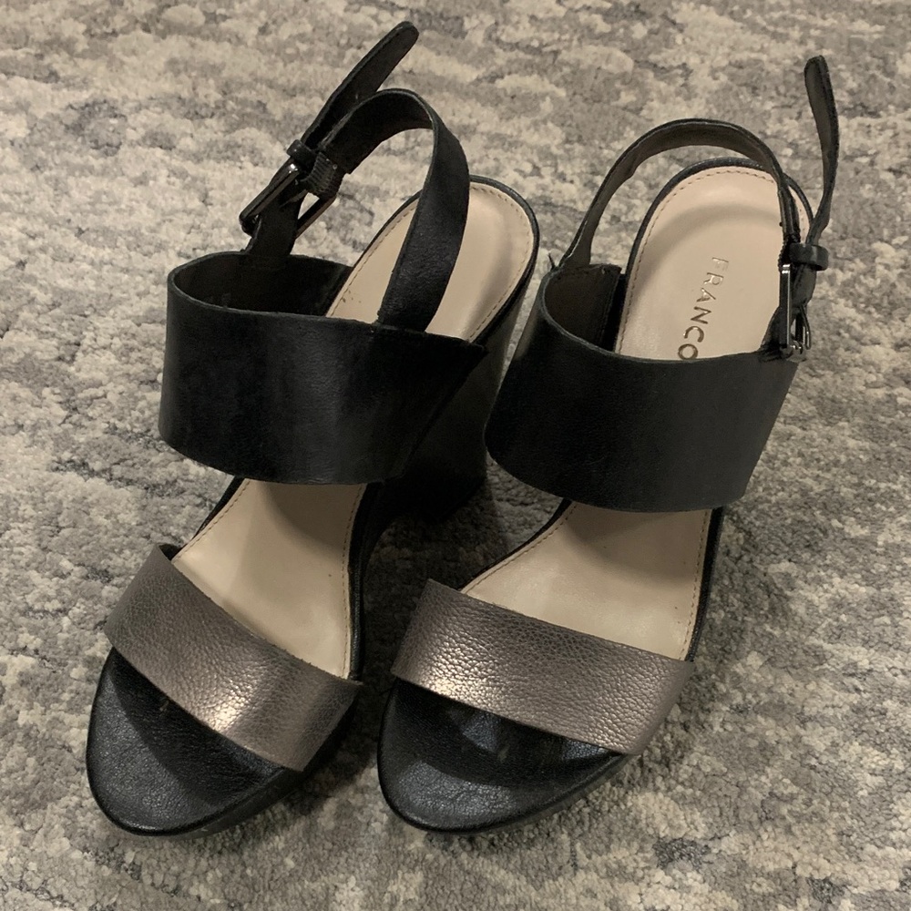 Franco Sarto Two-Tone Black and Gray Sandals